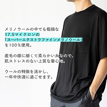 アメリヤス　ポケット付き　ウールtシャツ sizeM Ameriyas（アメリヤス）メリノウール100% 長袖Tシャツ アンダー